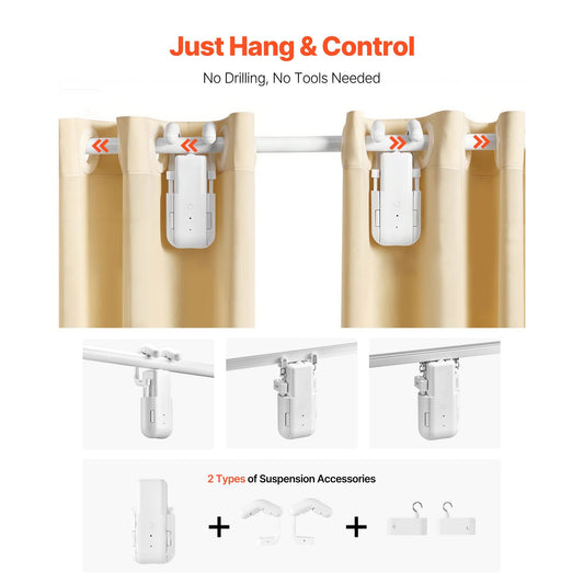 Automatic Curtain Opener, 2 Pack, APP and Remote Control, Hub