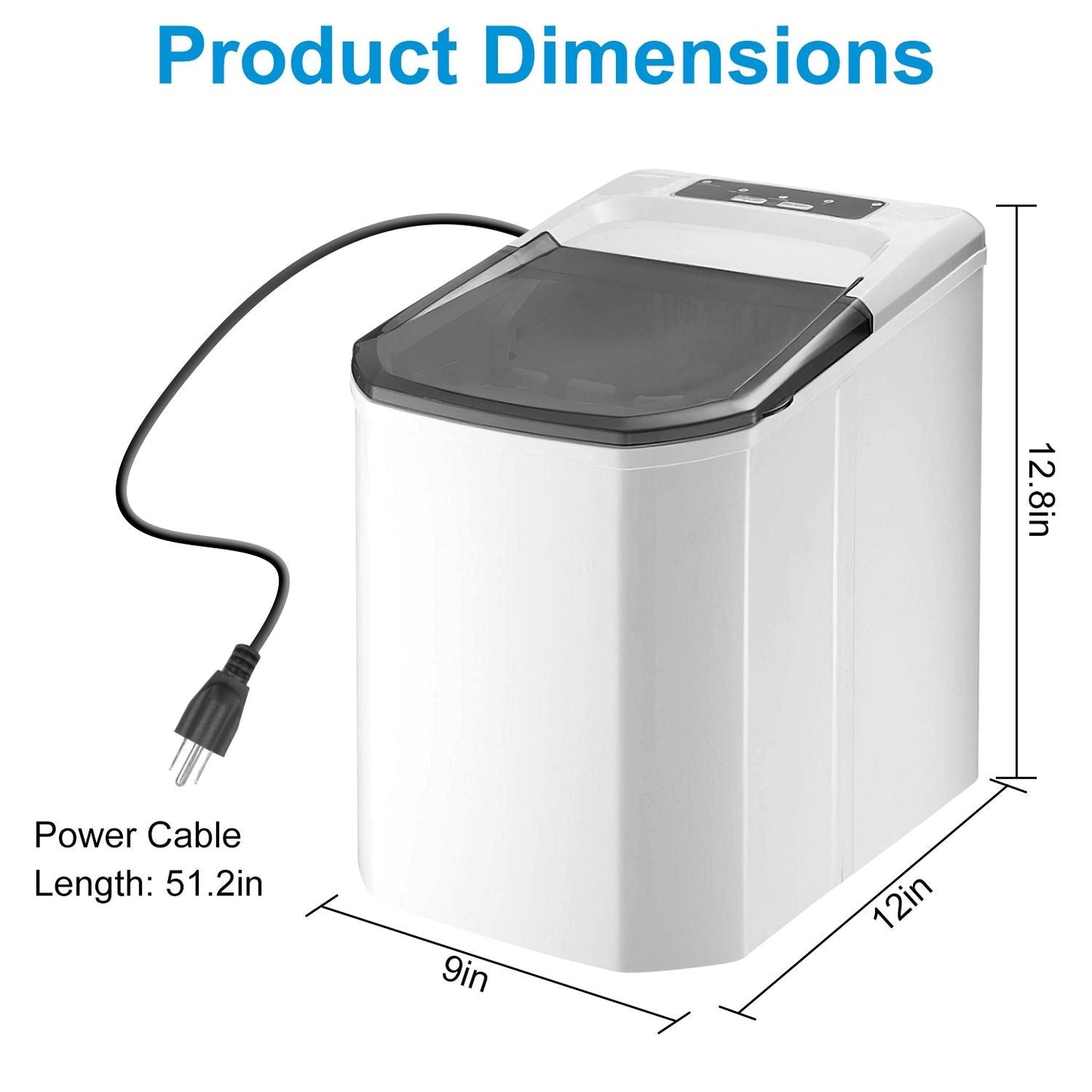 Electric Countertop Ice Maker with Ice Scoop Basket Self-cleaning Max