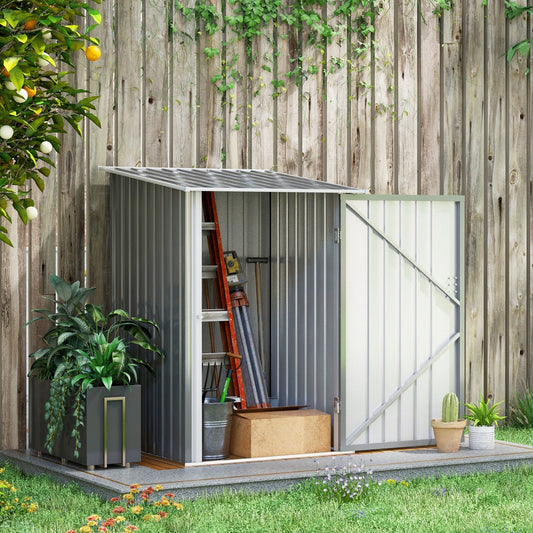 Lean-to Garden Storage Shed 3.3x3.4 ft Galvanized Steel with Lockable