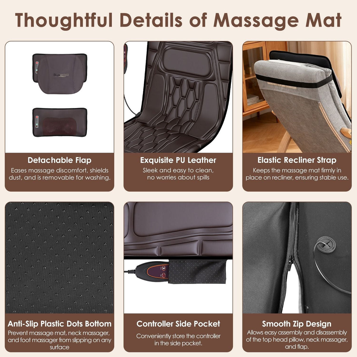 Flannel / PU Material Options - 1 Pc Full Body Massage Mat