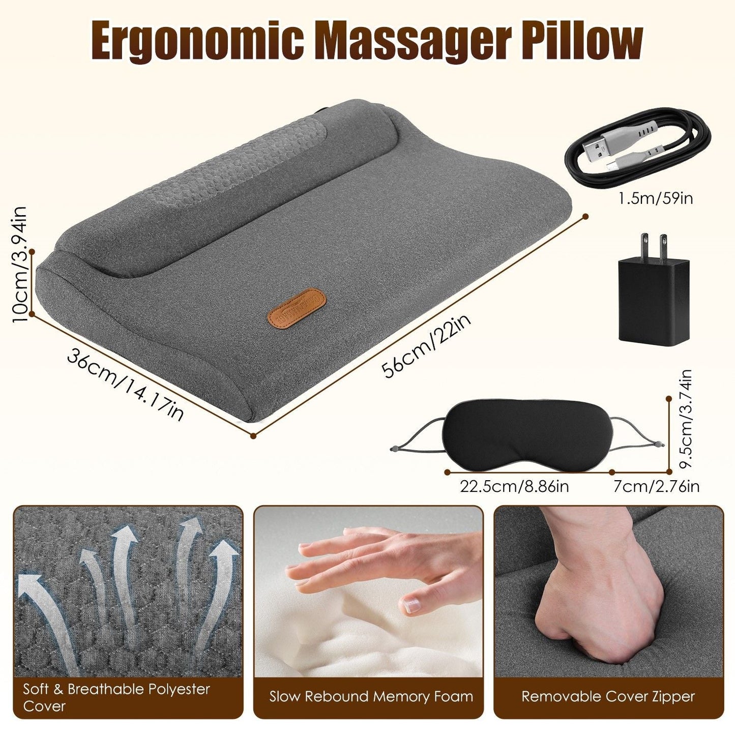 Neck Massager Pillow Ergonomic Massager Memory Foam Pillow with