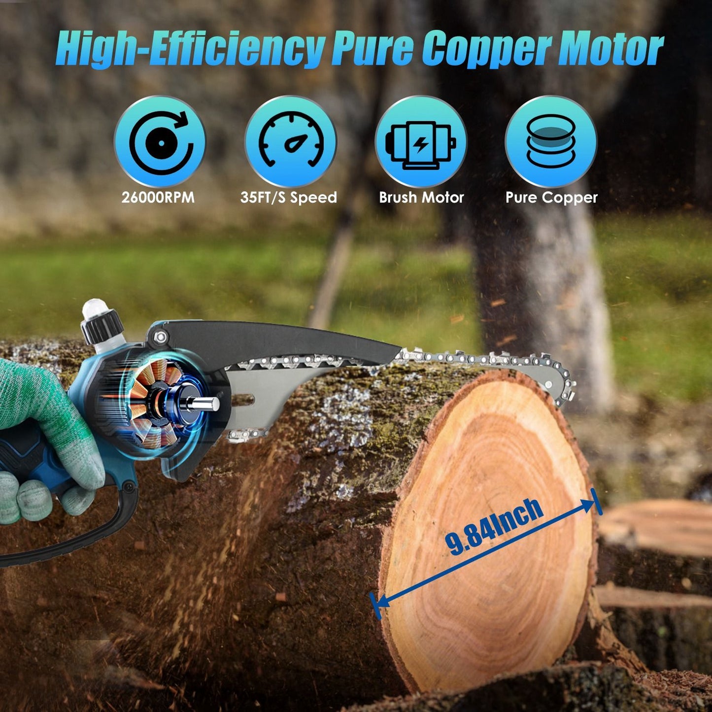 2-In-1 8' Cordless Electric Pole Saw and Mini Chainsaw with Extension