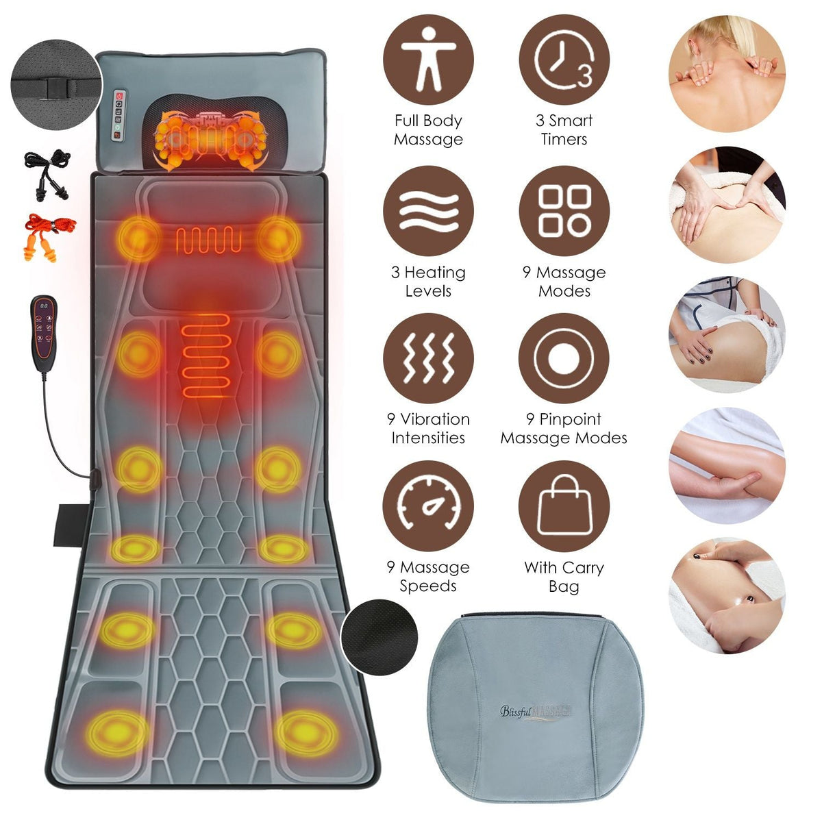 Flannel / PU Material Options - 1 Pc Full Body Massage Mat