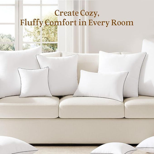 puredown 18x18 Pillow Inserts Set of 2, Fluffy Overfilled Down