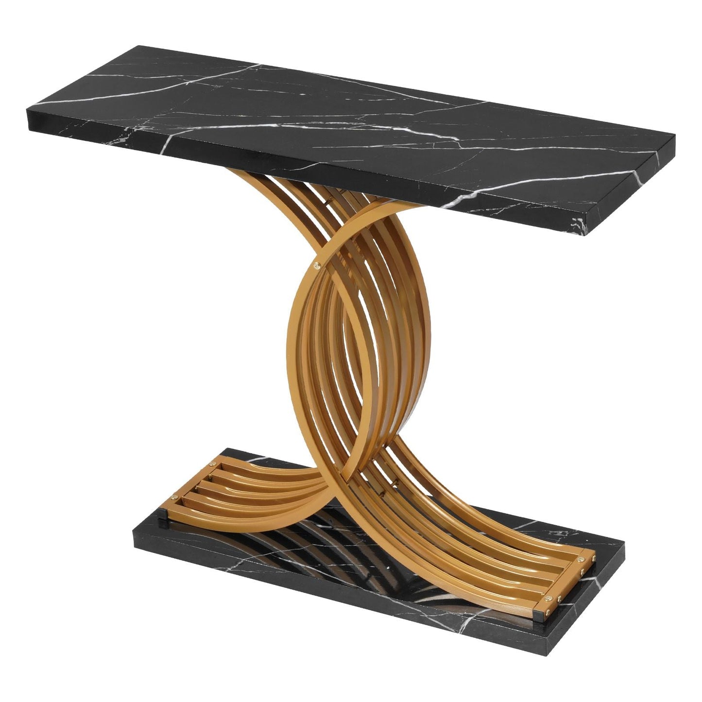 39 in Gold Console Table, Modern Desk Behind the Couch, Wood Rectangle