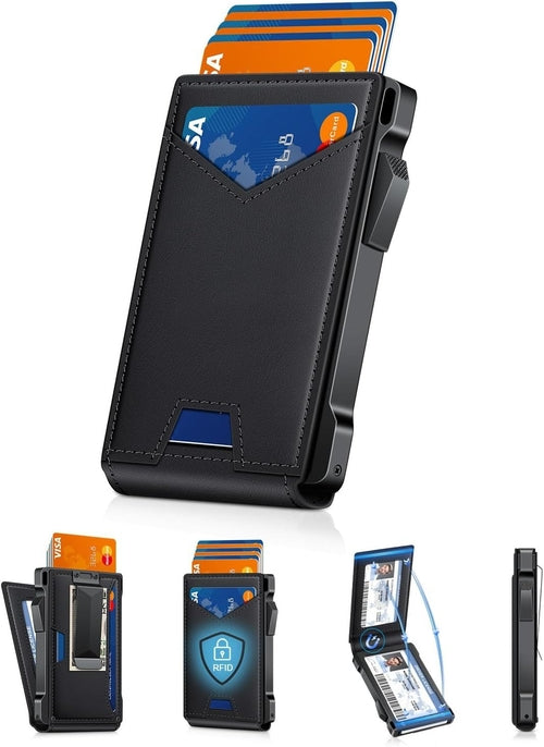 Wallet for Men RFID Wallet with 2 ID Windows & Money Clip, Slim Pop Up