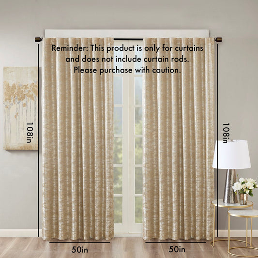 Jacquard Lined Total Blackout Rod Pocket/Back Tab Curtain Panel(Only 1