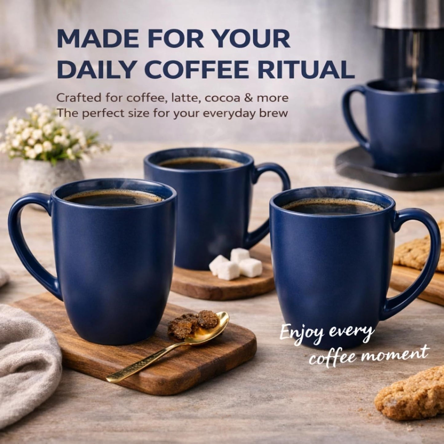 16oz Coffee Mugs Set of 6, Large Ceramic Coffee Mugs for Men, Women,