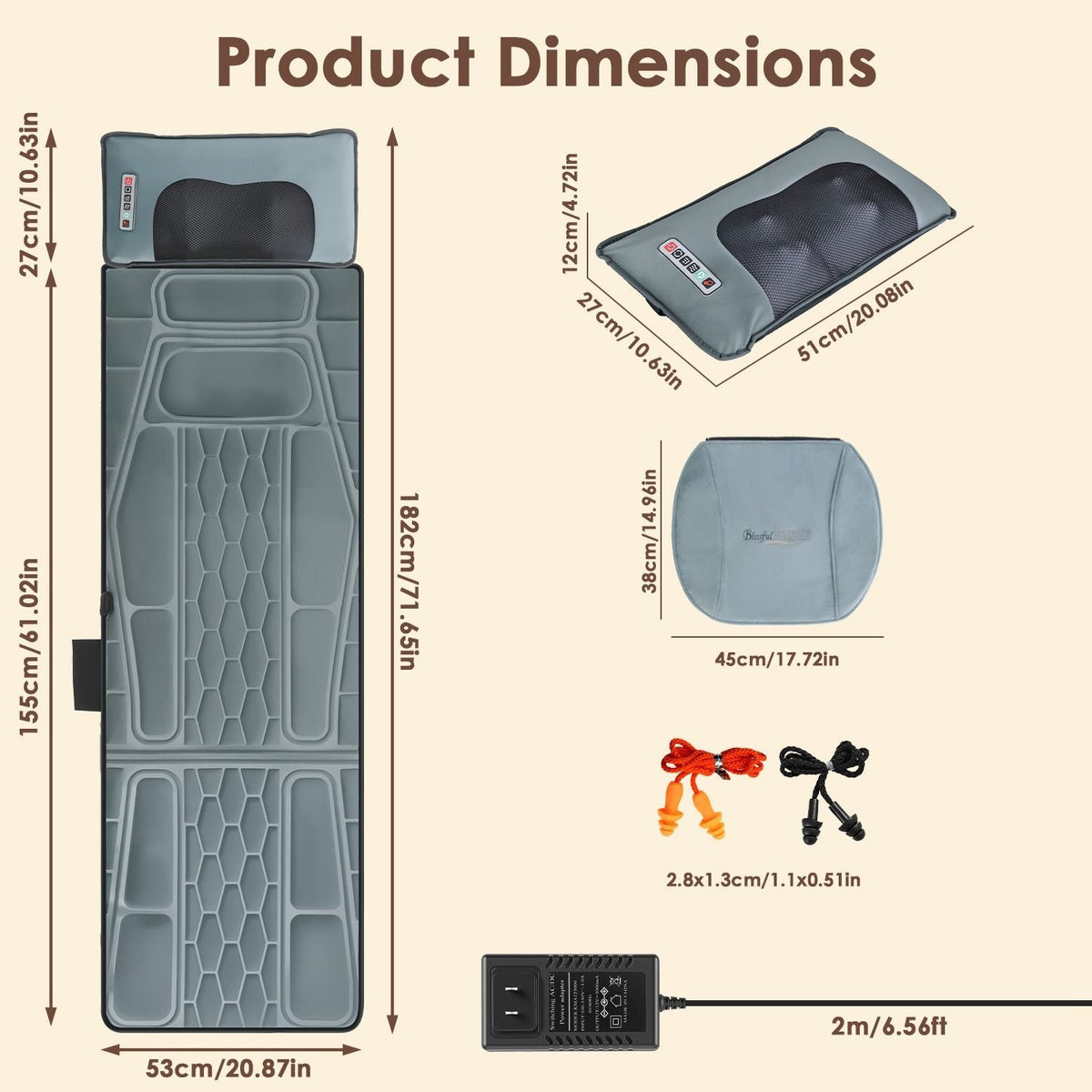 Flannel / PU Material Options - 1 Pc Full Body Massage Mat