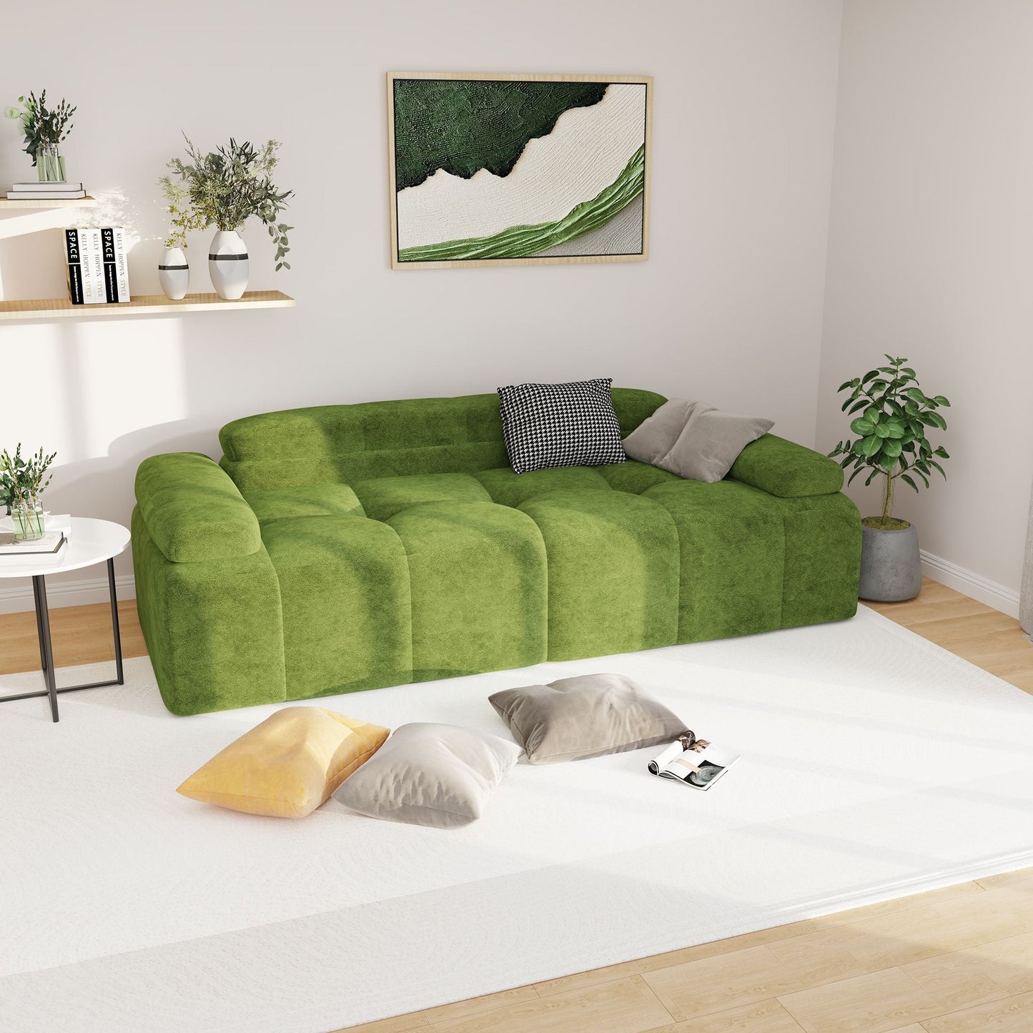 Modern Sofa Bed,Velvet Sleeper Couch,3 Seater Tufted Sofa,And
