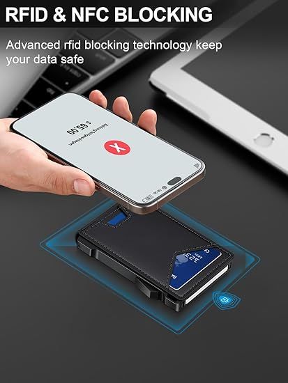 Wallet for Men RFID Wallet with 2 ID Windows & Money Clip, Slim Pop Up