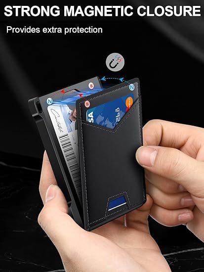 Wallet for Men RFID Wallet with 2 ID Windows & Money Clip, Slim Pop Up