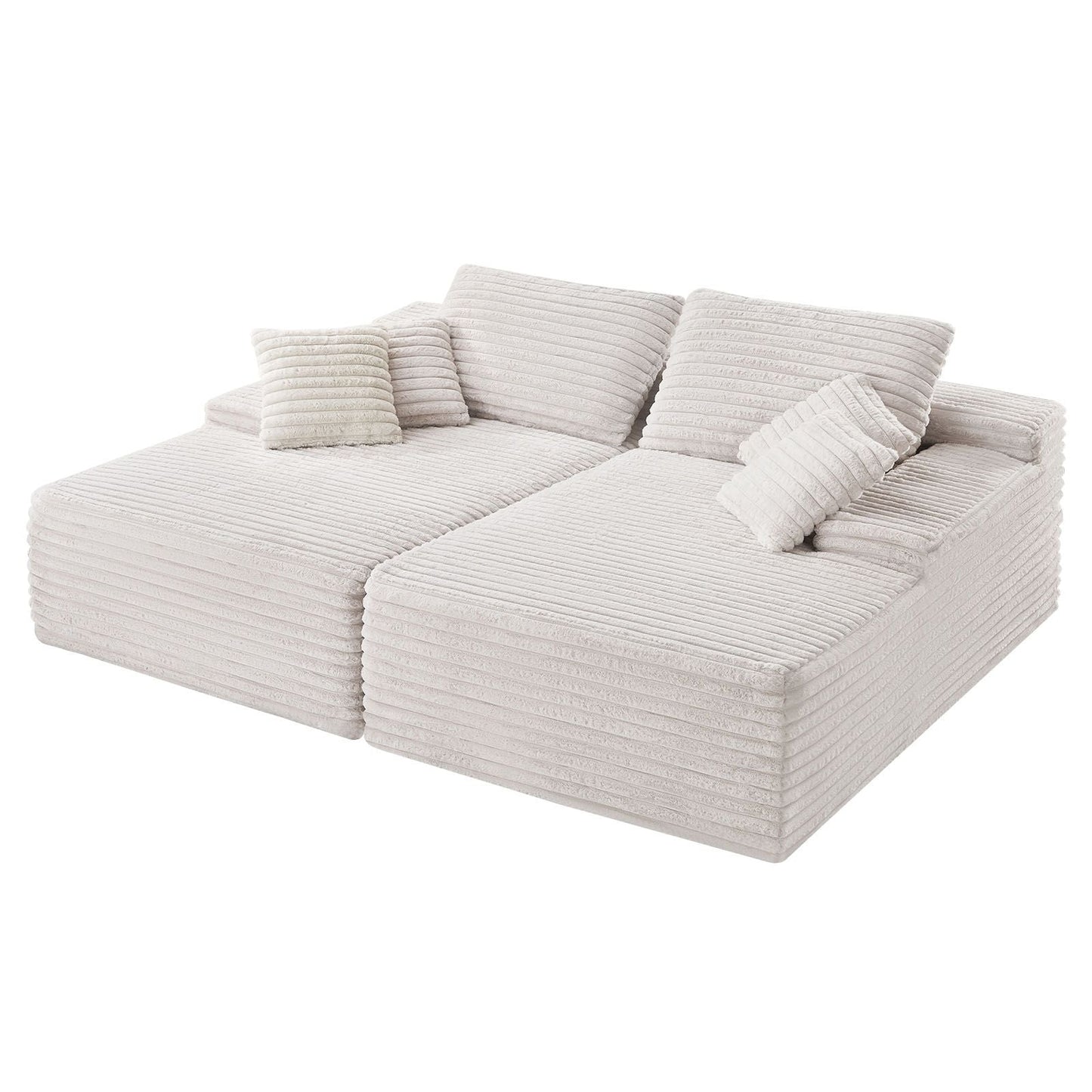82.7-Inch Oversized Double Chaise Lounge, Corduroy Fabric Sectional