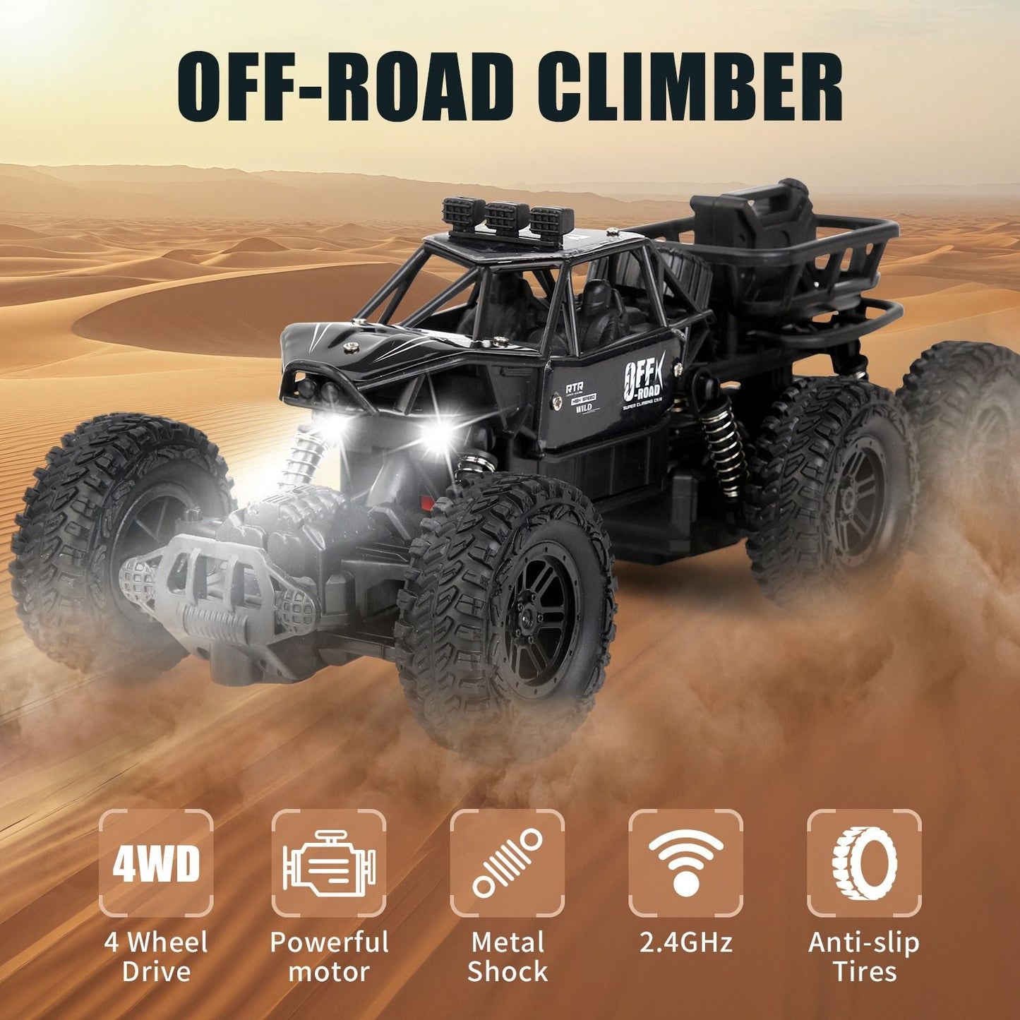 All-terrain Electric Toy Car, Alloy Car, 1:20 Scale Model Car, 2.4GHz
