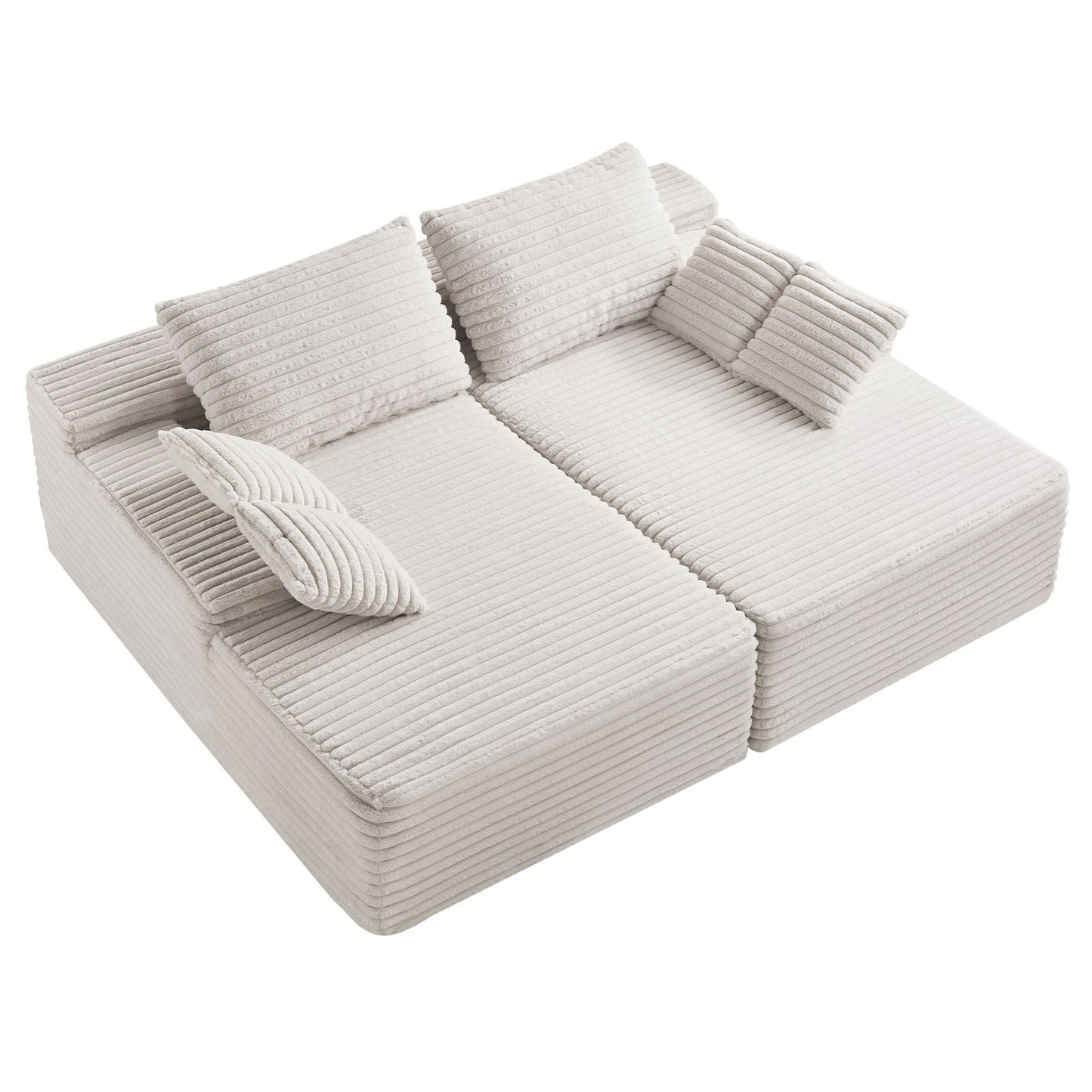82.7-Inch Oversized Double Chaise Lounge, Corduroy Fabric Sectional