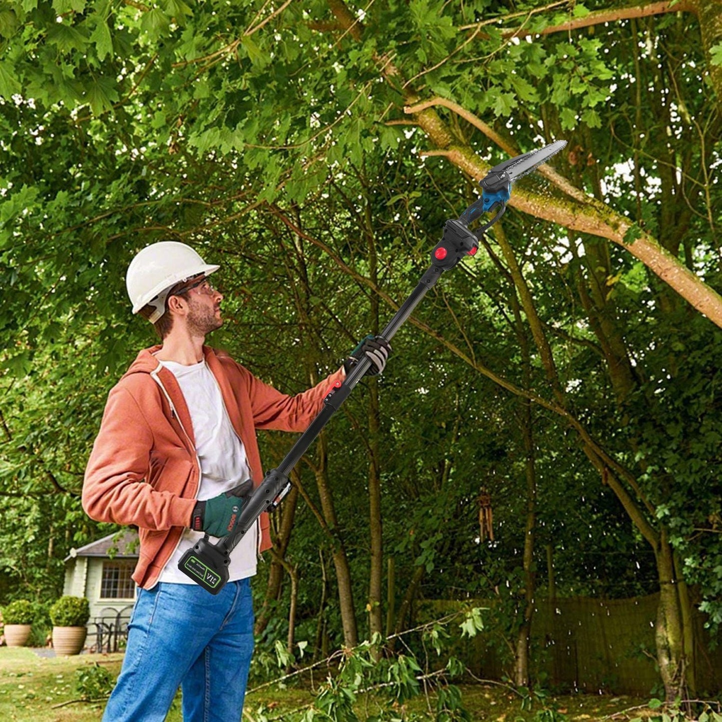 2-In-1 8' Cordless Electric Pole Saw and Mini Chainsaw with Extension