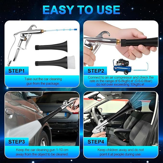 2 Nozzles Air Cleaning Gun, Dry Cleaning Gun Quickly Blasts Dust, Dirt