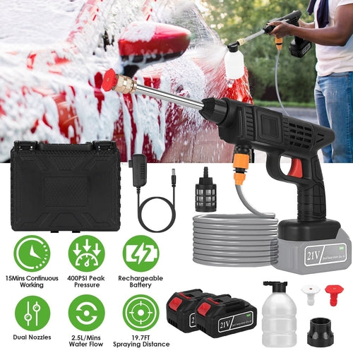 Cordless Pressure Washer 400PSI, 300W Portable Power Washer with 2