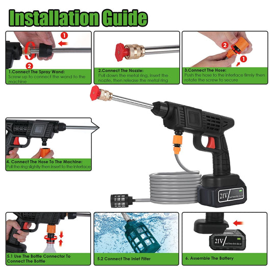 Cordless Pressure Washer 400PSI, 300W Portable Power Washer with 2