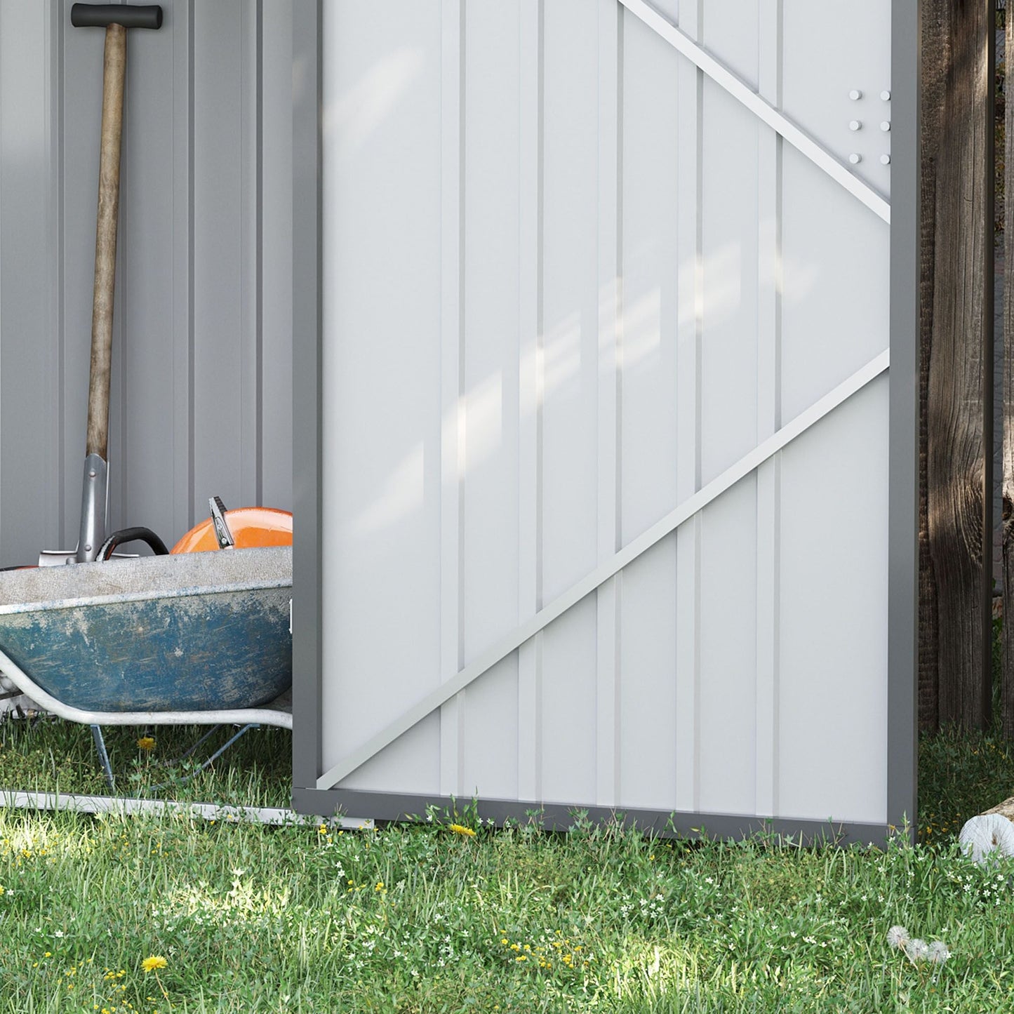 Lean-to Garden Storage Shed 3.3x3.4 ft Galvanized Steel with Lockable