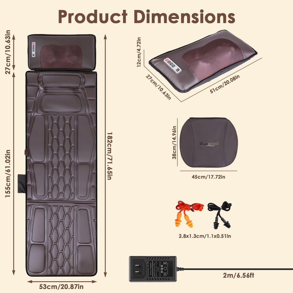Flannel / PU Material Options - 1 Pc Full Body Massage Mat