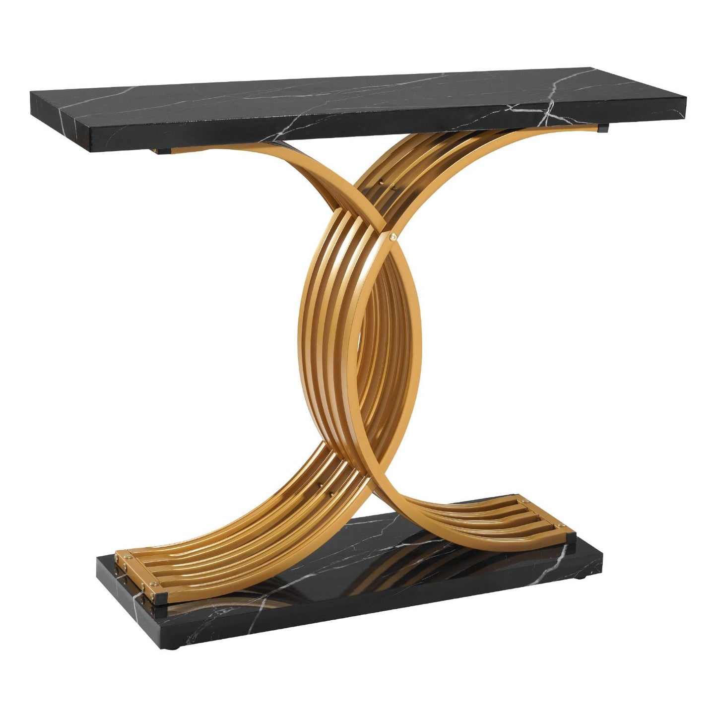 39 in Gold Console Table, Modern Desk Behind the Couch, Wood Rectangle