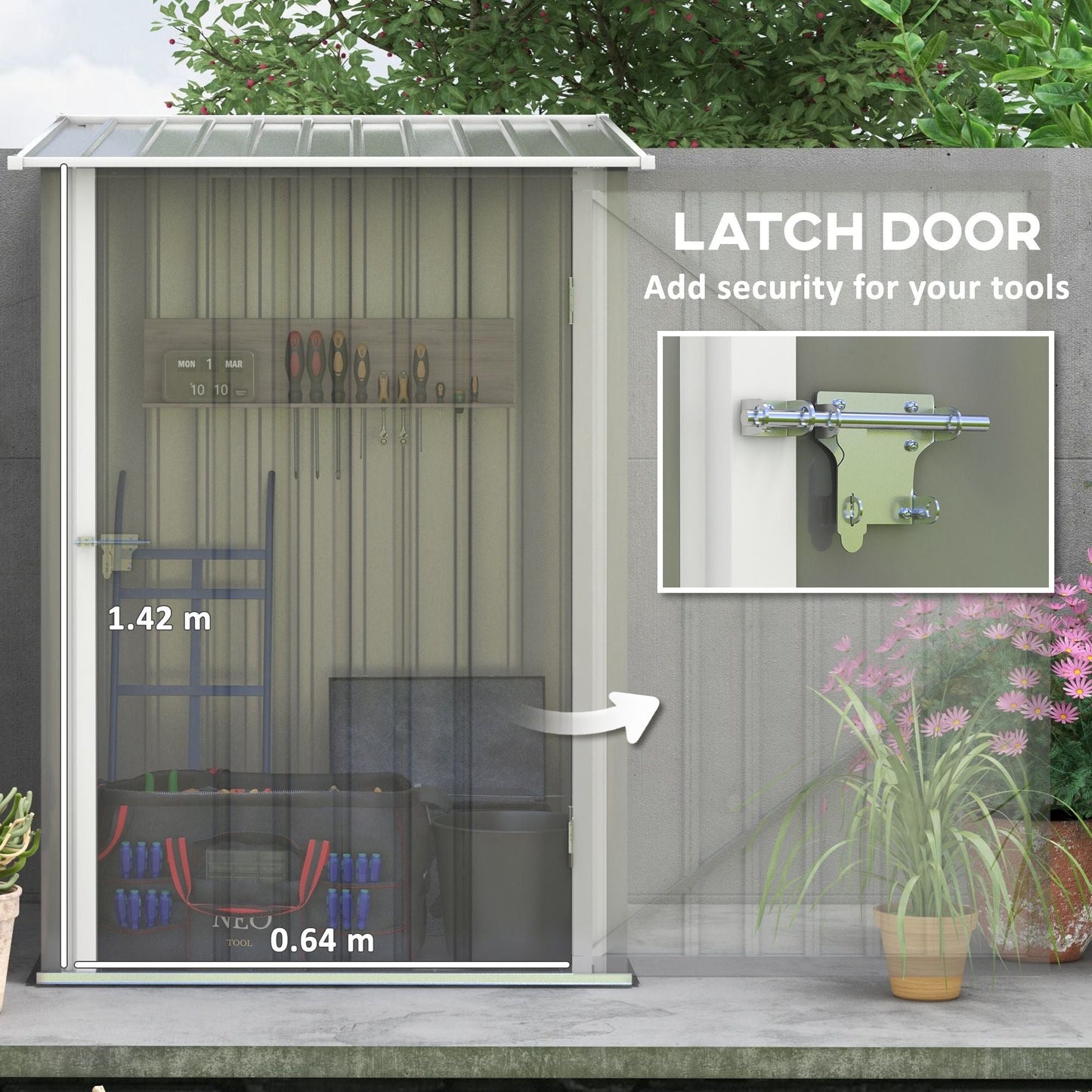 Lean-to Garden Storage Shed 3.3x3.4 ft Galvanized Steel with Lockable