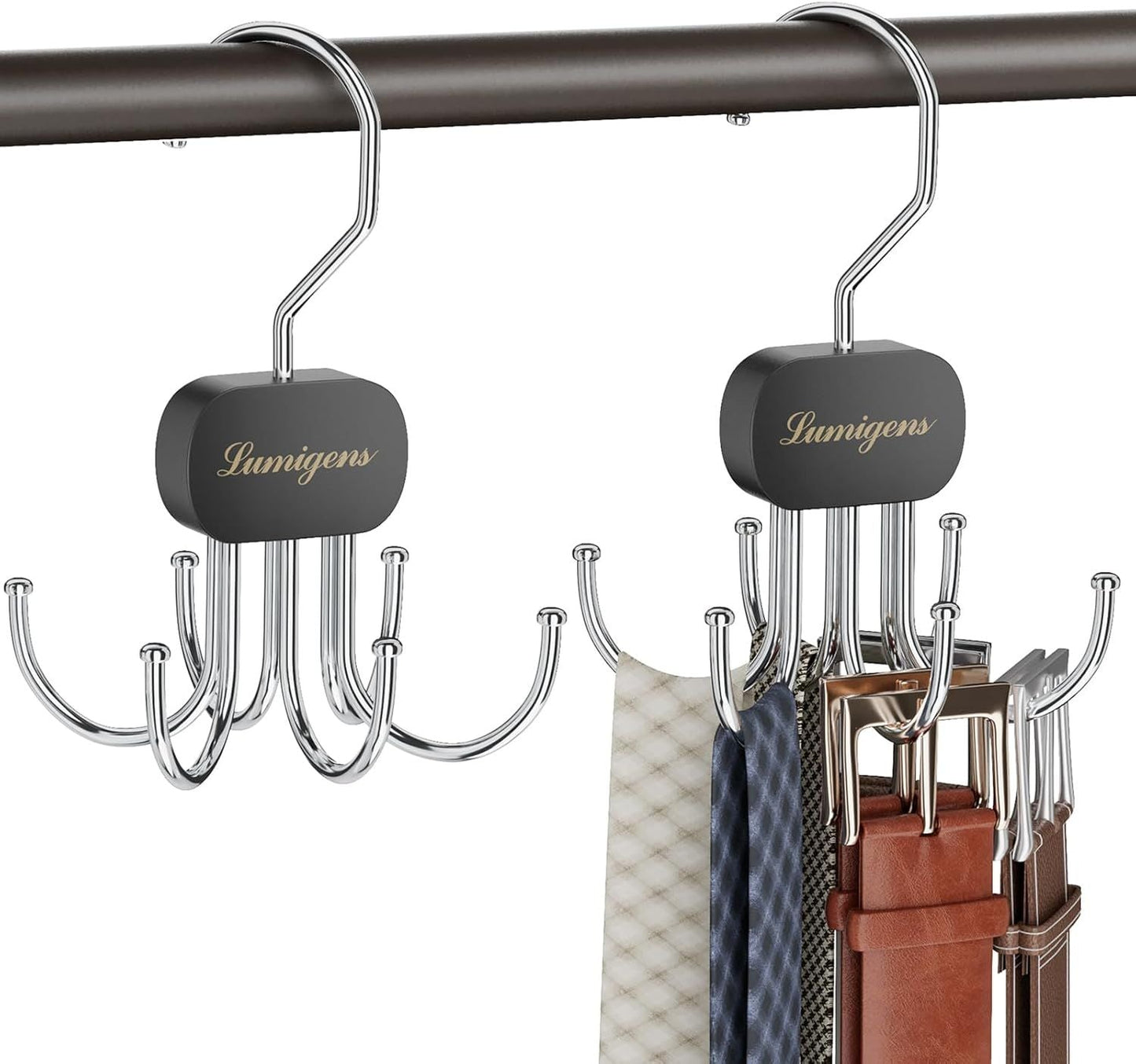 Belt Organizer for Closet,2PCS Tie Rack, Belt Tie Hanger for