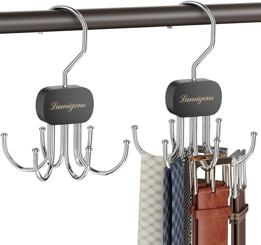 Belt Organizer for Closet,2PCS Tie Rack, Belt Tie Hanger for
