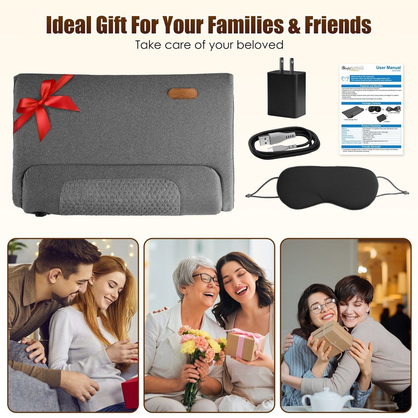 Neck Massager Pillow Ergonomic Massager Memory Foam Pillow with