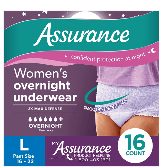 Assurance Women's Incontinence & Postpartum Underwear, Large,