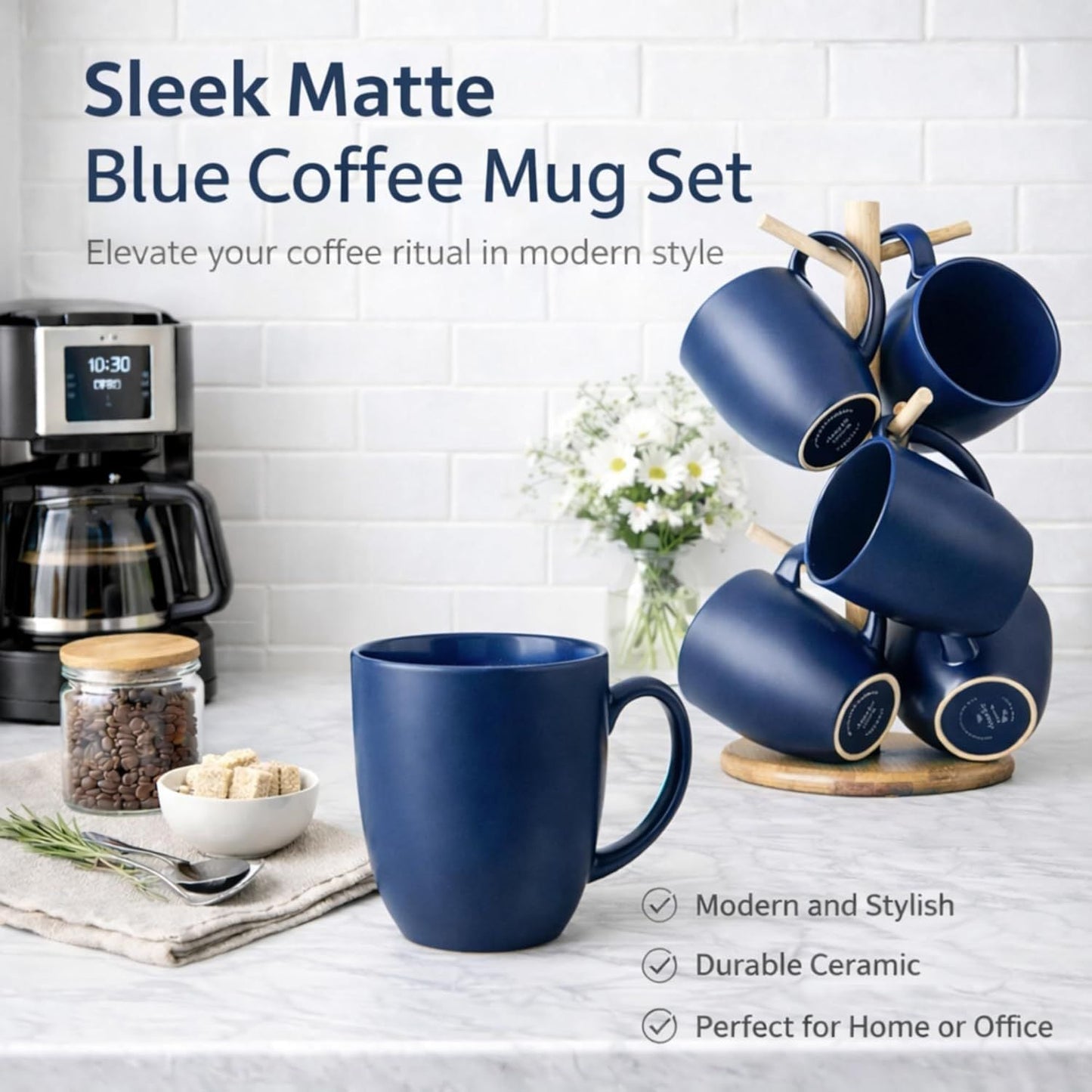 16oz Coffee Mugs Set of 6, Large Ceramic Coffee Mugs for Men, Women,