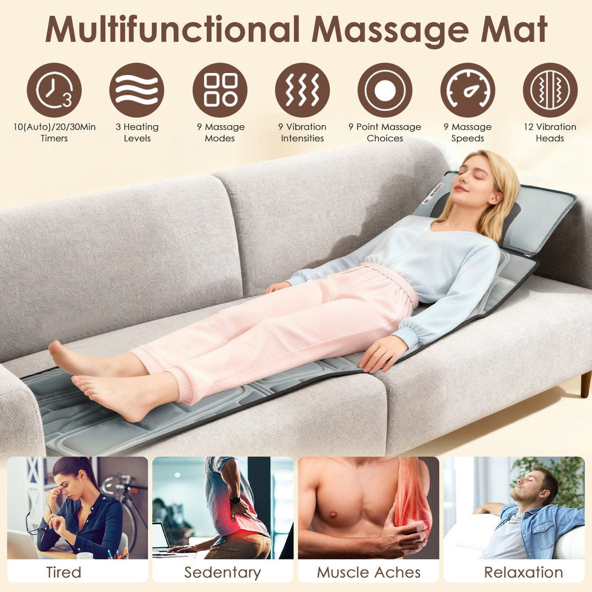 Flannel / PU Material Options - 1 Pc Full Body Massage Mat