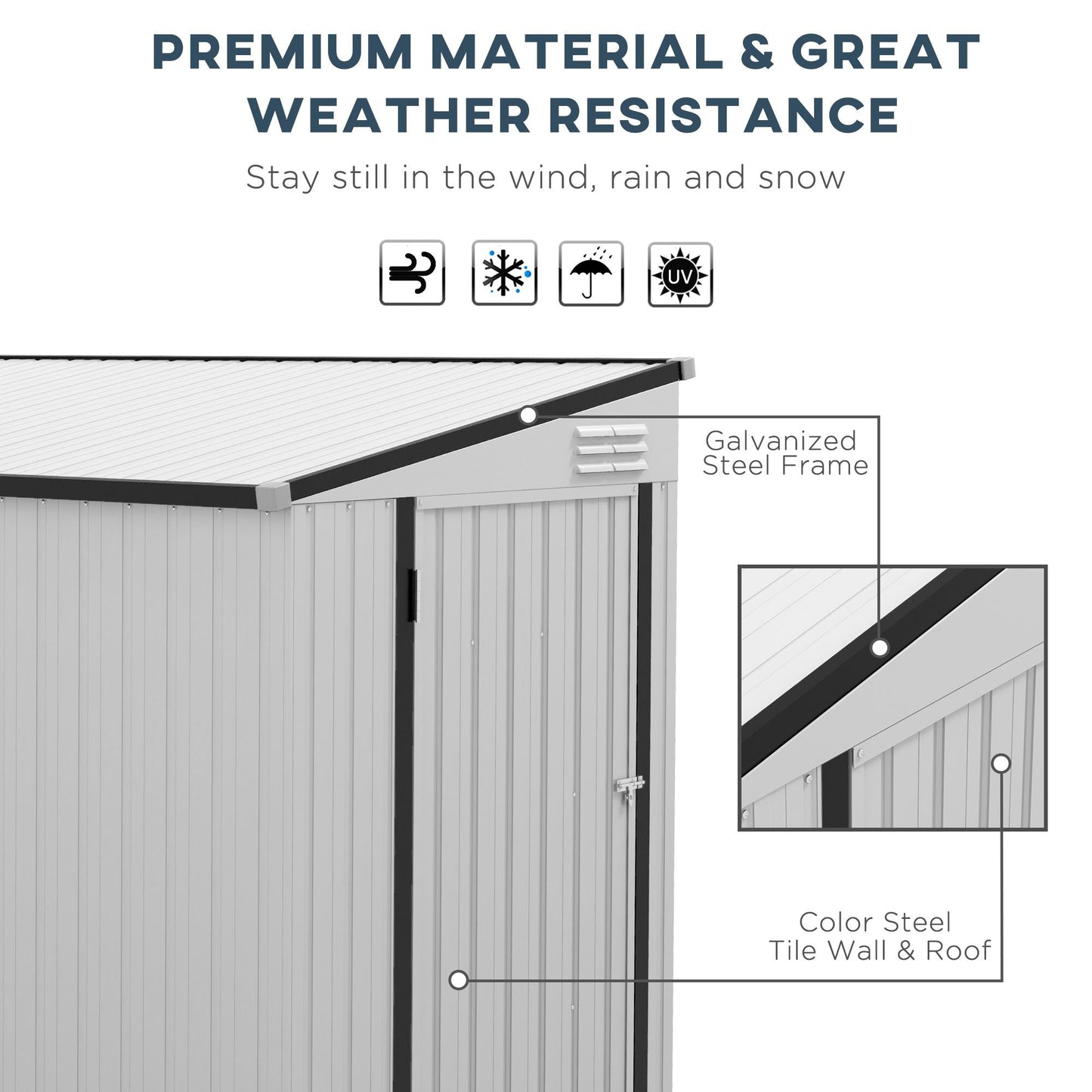 Metal Garden Shed 4x8 ft Lean-to Outdoor Tool House with Lockable Door