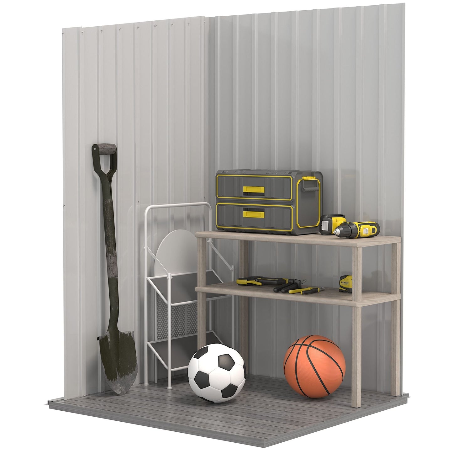 Lean-to Garden Storage Shed 3.3x3.4 ft Galvanized Steel with Lockable