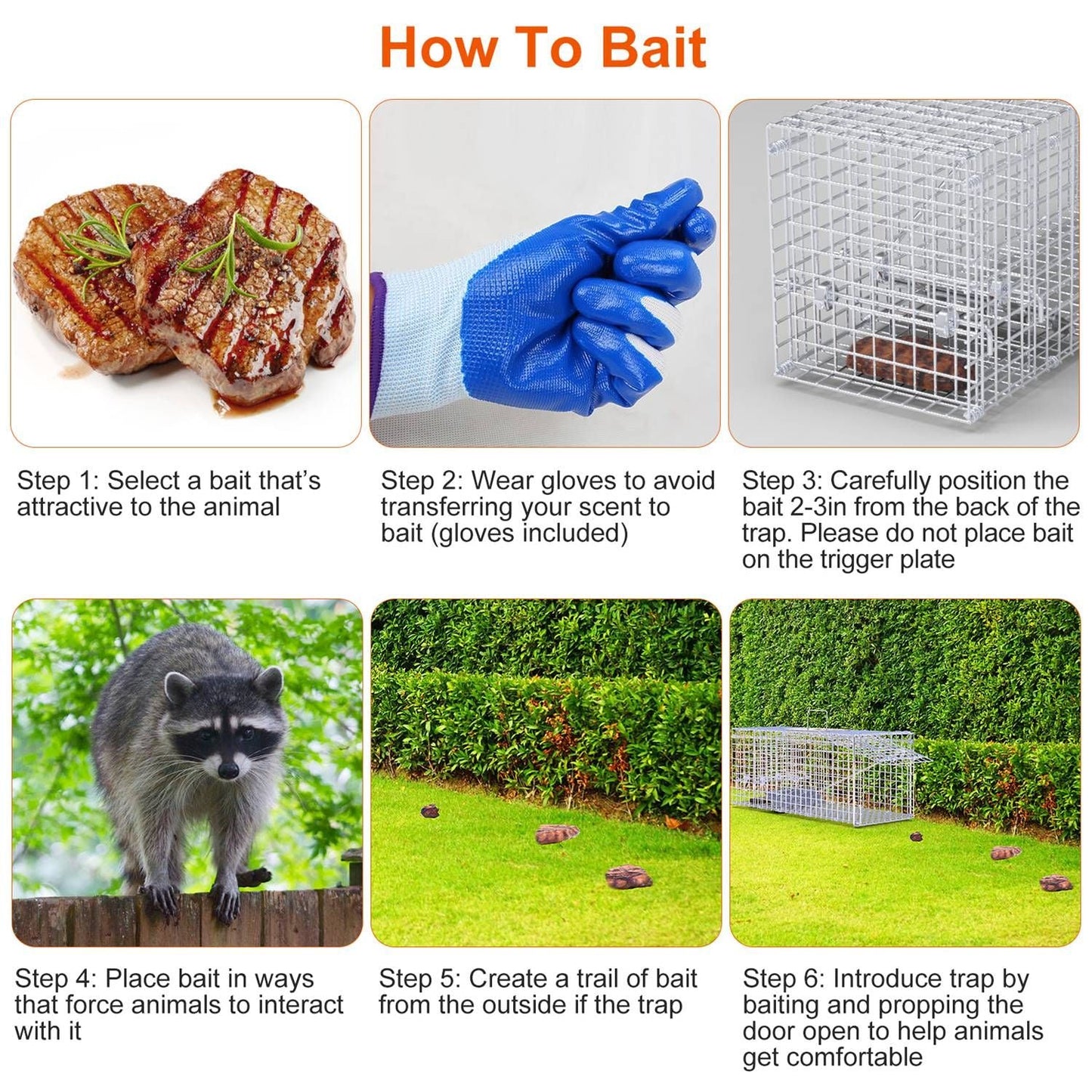 25.59Inch Live Humane Animal Trap Cage Heavy Duty Folding Catch And