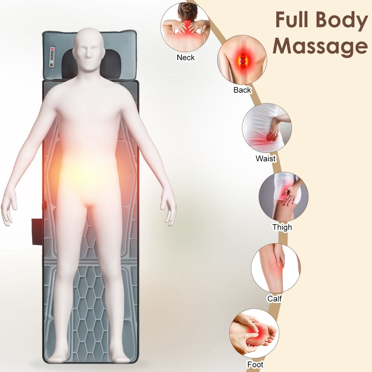 Flannel / PU Material Options - 1 Pc Full Body Massage Mat