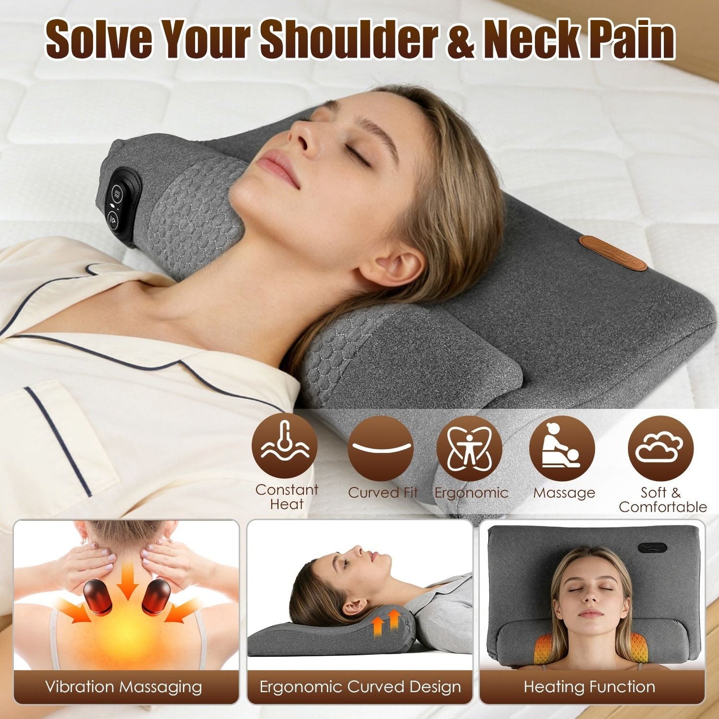 Neck Massager Pillow Ergonomic Massager Memory Foam Pillow with