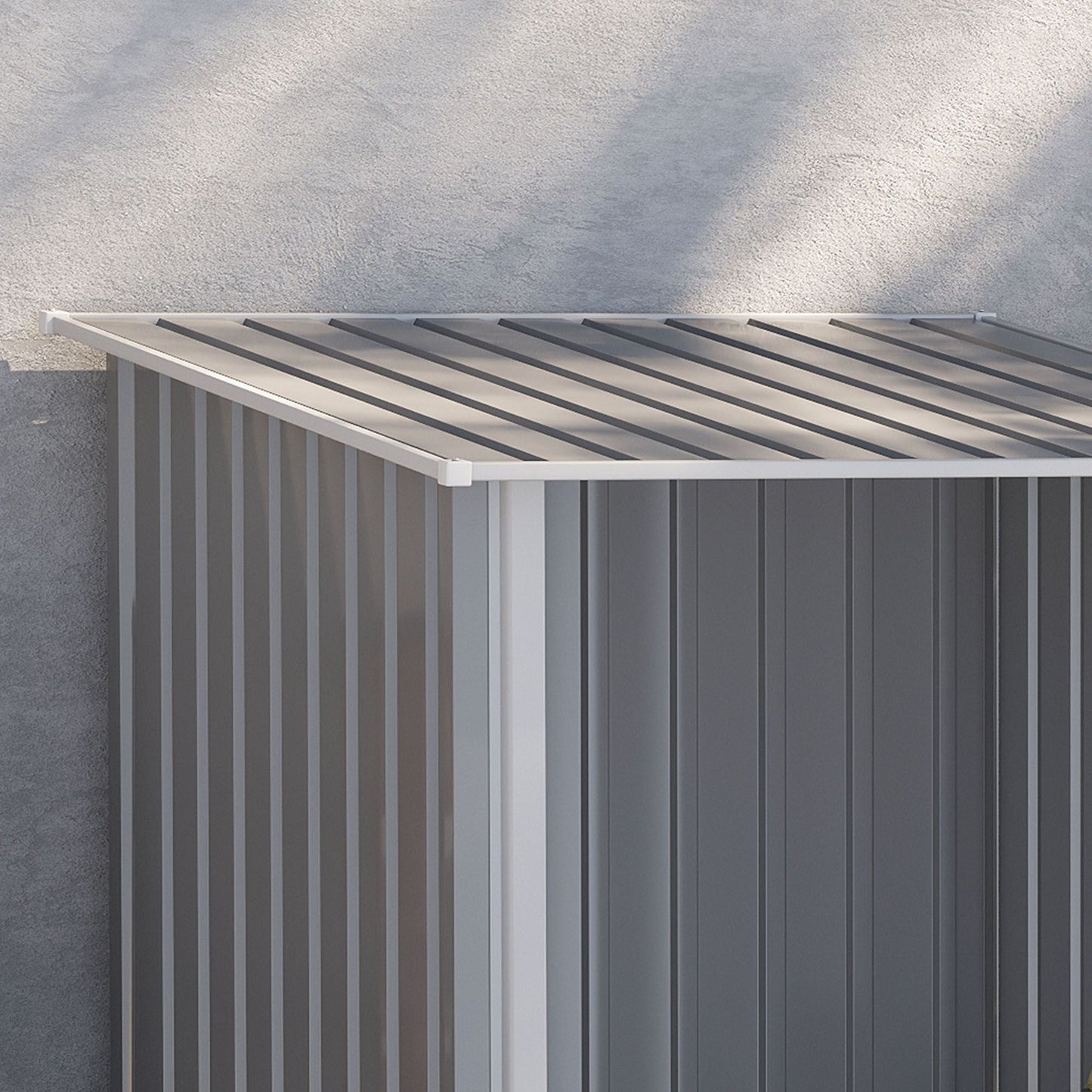 Lean-to Garden Storage Shed 3.3x3.4 ft Galvanized Steel with Lockable