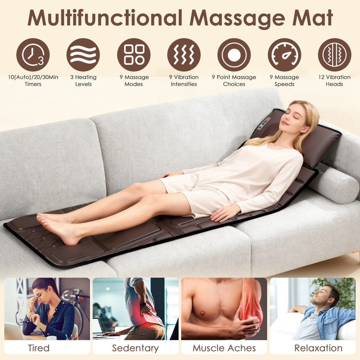 Flannel / PU Material Options - 1 Pc Full Body Massage Mat