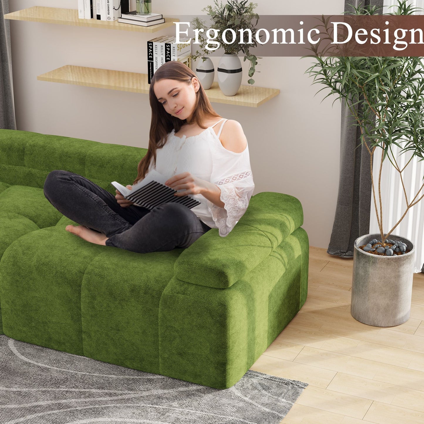 Modern Sofa Bed,Velvet Sleeper Couch,3 Seater Tufted Sofa,And