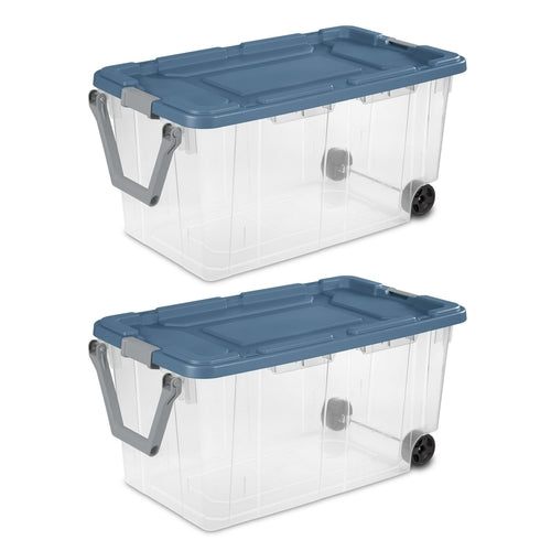 Extra Large Wheeled Storage Bin, 160 Quart Durable Clear Storage