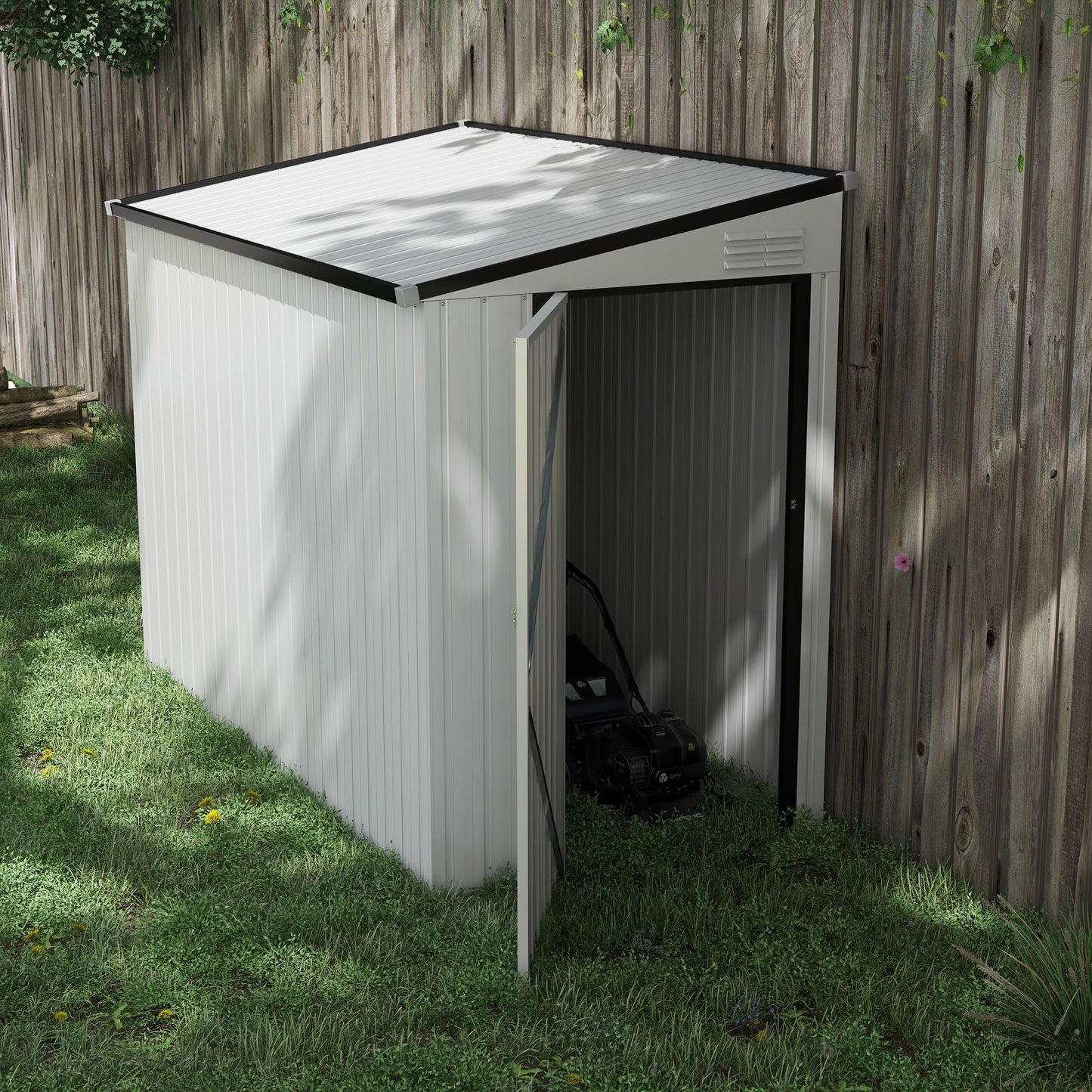 Metal Garden Shed 4x8 ft Lean-to Outdoor Tool House with Lockable Door