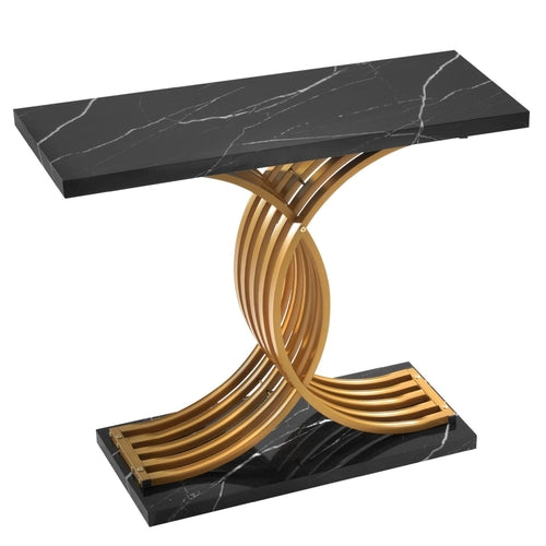 39 in Gold Console Table, Modern Desk Behind the Couch, Wood Rectangle