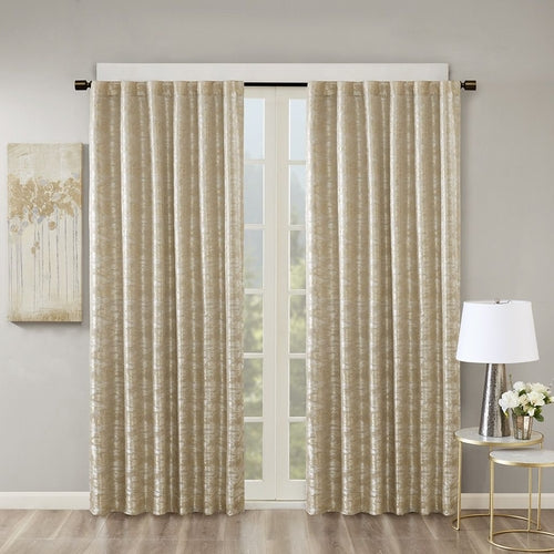 Jacquard Lined Total Blackout Rod Pocket/Back Tab Curtain Panel(Only 1