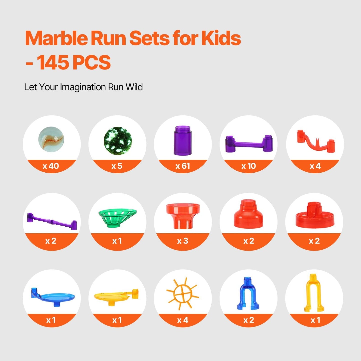 Marble Run Set, 145 Piece Marble Maze Building Block Brain Game, with