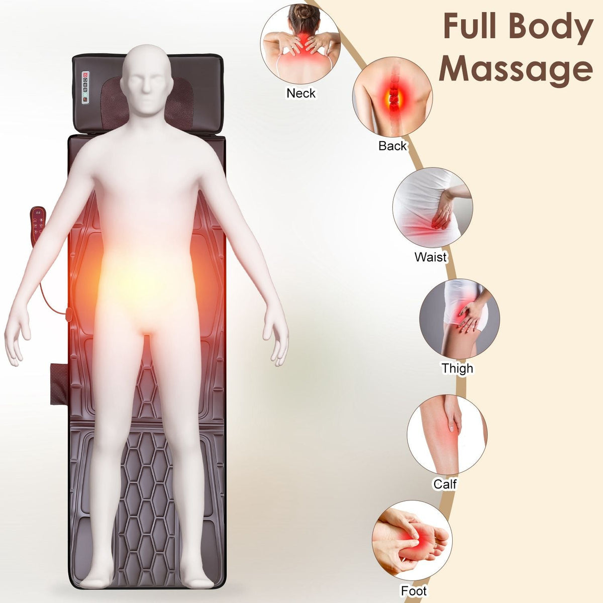 Flannel / PU Material Options - 1 Pc Full Body Massage Mat