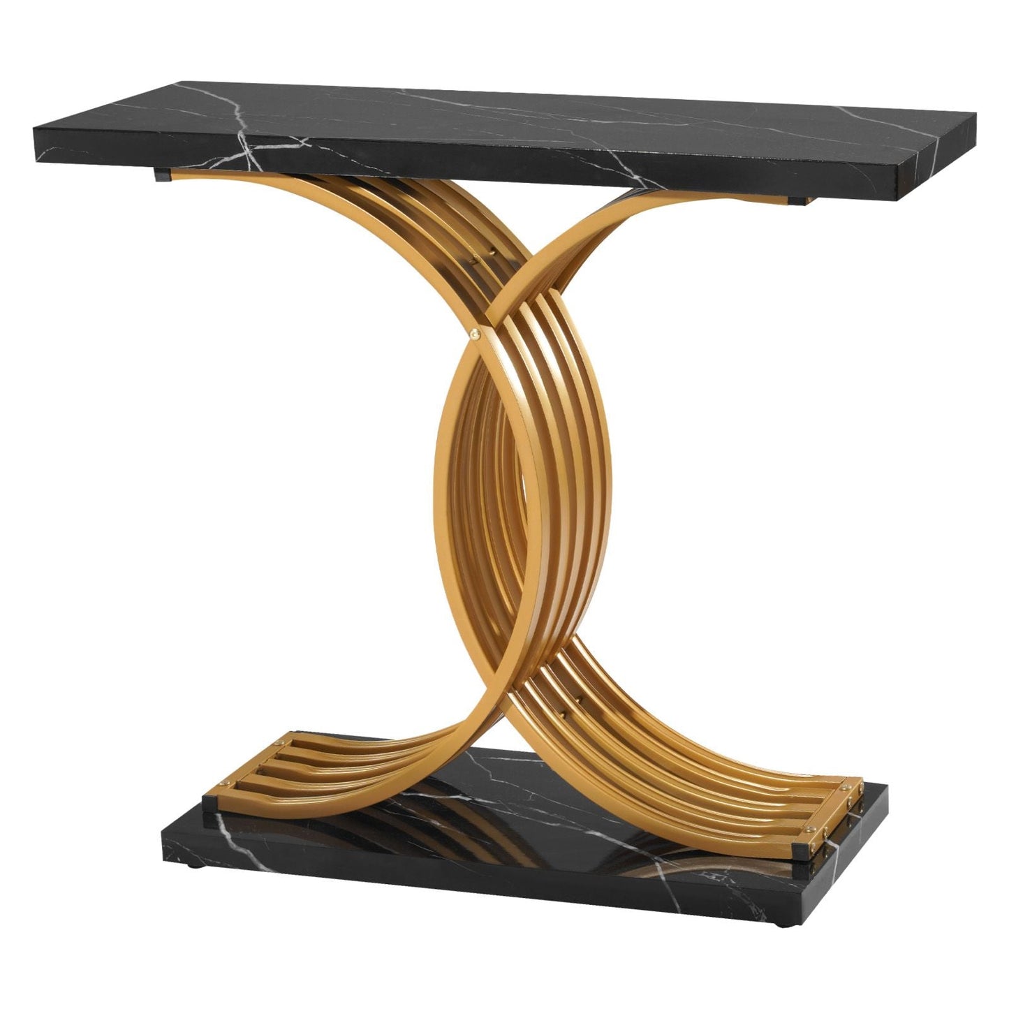 39 in Gold Console Table, Modern Desk Behind the Couch, Wood Rectangle