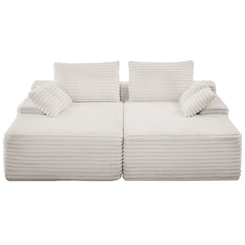 82.7-Inch Oversized Double Chaise Lounge, Corduroy Fabric Sectional
