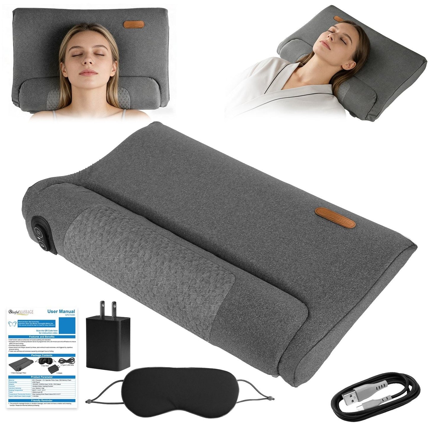 Neck Massager Pillow Ergonomic Massager Memory Foam Pillow with